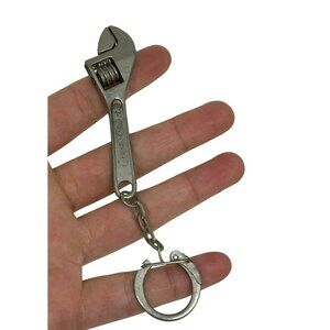 VTG 90s Adjustable Wrench Keychain 4.25" Metal Fob Made in Hong Kong Dad Grandpa